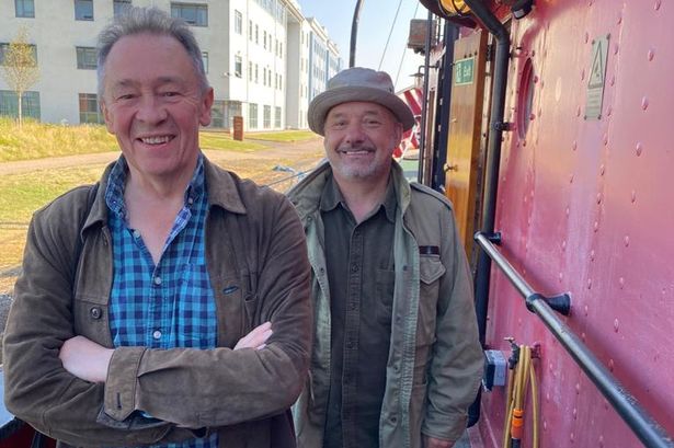 Bob Mortimer and Paul Whitehouse onboard the LV14 SULA Lightship at Gloucester Docks