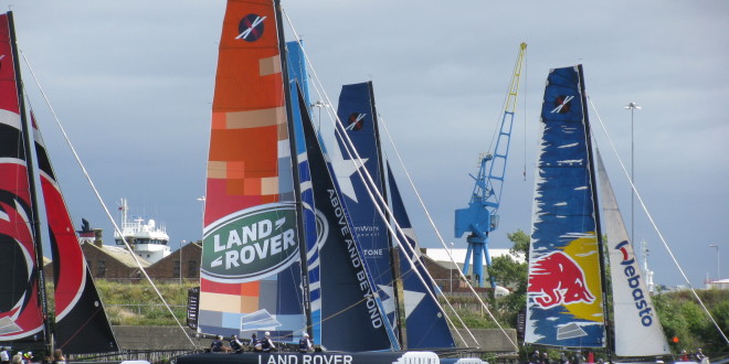 Team Wales (Landrover logo) contest the start