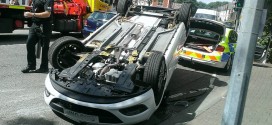 Car Flipped over in Cardiff